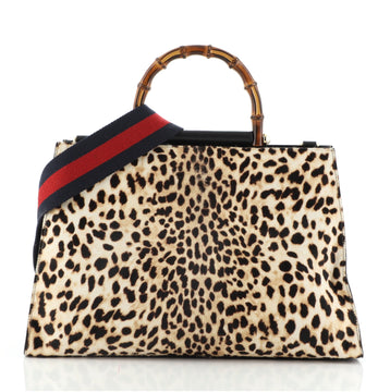 Gucci Nymphaea Top Handle Bag Printed Calf Hair Medium
