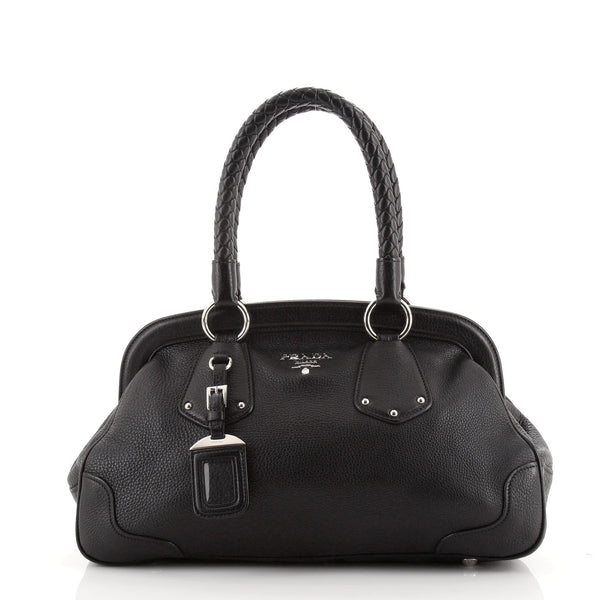 Prada Frame Doctor Bag Vitello Daino Large Black 72170331