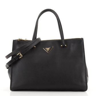 Prada Cuir Double Zip Tote Saffiano Leather Medium
