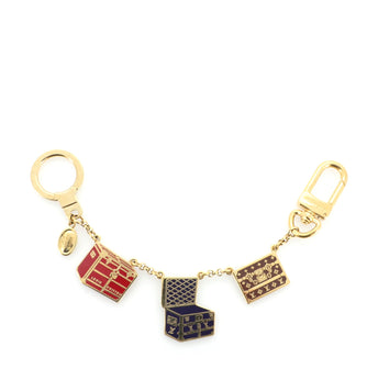 Louis Vuitton Porte Cles Malle Chaine Keychain Metal and Enamel