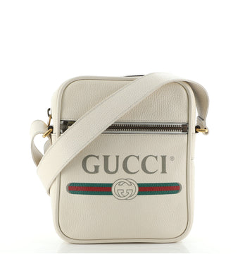 Gucci Logo Zip Messenger Bag Printed Leather Small