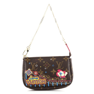 Louis Vuitton Pochette Accessoires Limited Edition Vivienne Xmas Monogram Canvas Mini