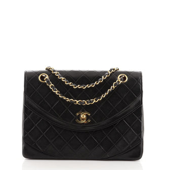 Chanel Vintage Round Flap Bag Quilted Lambskin Medium