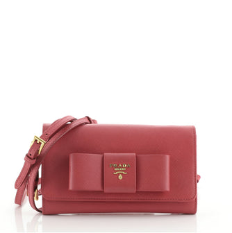Prada Bow Wallet on Strap Saffiano Leather Small