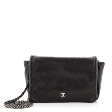 Chanel CC Full Flap Chain Wallet Crossbody Bag Quilted Metallic Lambskin