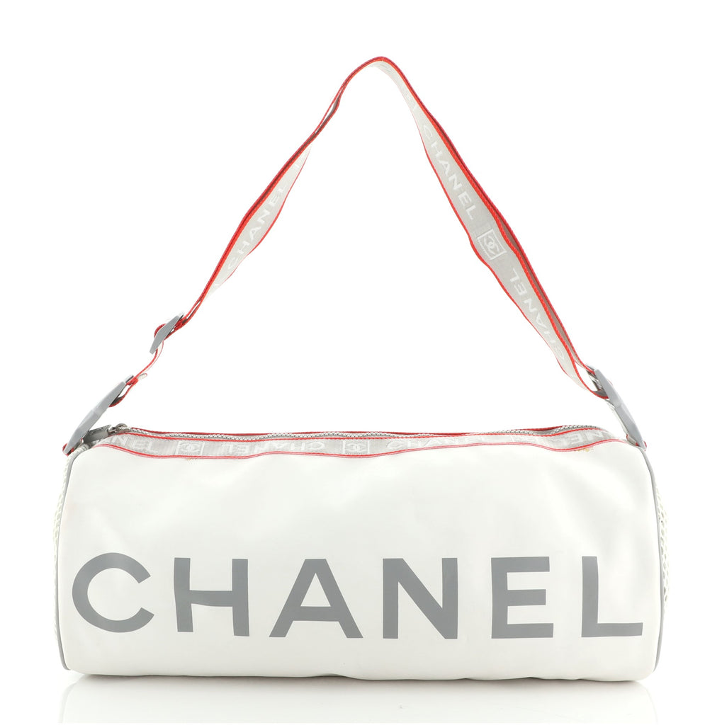 Chanel Sport Line Duffle Bag Printed Rubberized Leather Large White 72170455