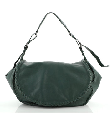 Bottega Veneta Flap Saddle Messenger Bag Leather with Intrecciato Detail Medium