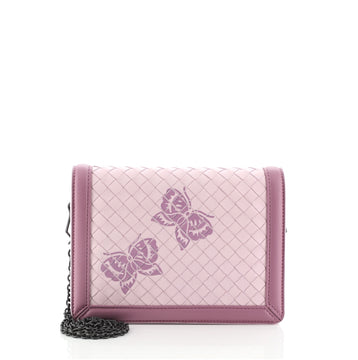 Bottega Veneta Flap Wallet on Chain Printed Intrecciato Nappa Small