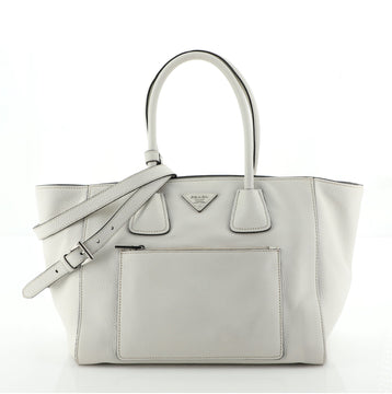 Prada Front Pocket Wing Convertible Tote Vitello Daino