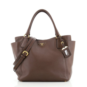 Prada Side Pocket Convertible Tote Vitello Daino Large