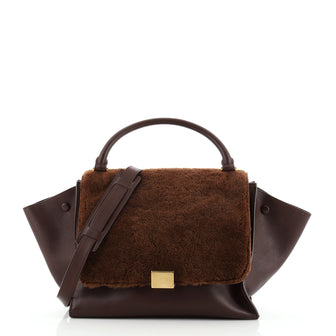 Celine Trapeze Bag Shearling and Leather Medium