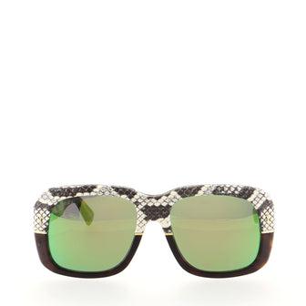 Gucci Square Sunglasses Tortoise Acetate and Snakeskin