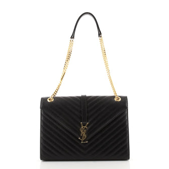 Saint Laurent Classic Monogram Envelope Satchel Matelasse Chevron Leather Large