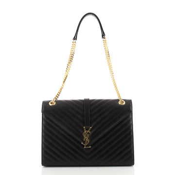 Saint Laurent Classic Monogram Envelope Satchel Matelasse Chevron Leather Large