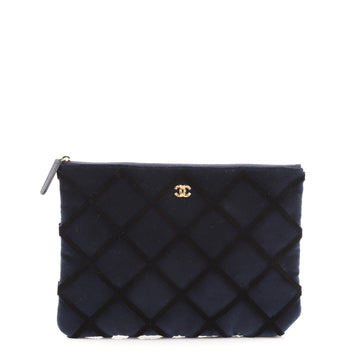 Chanel O Case Clutch 3D Quilted Velvet Medium