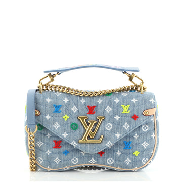 Louis Vuitton New Wave Chain Bag Monogram Embroidered Quilted Denim MM
