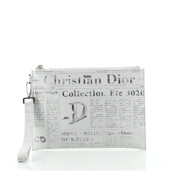 Christian Dior Daniel Arsham Zip Pouch Newspaper Print Leather