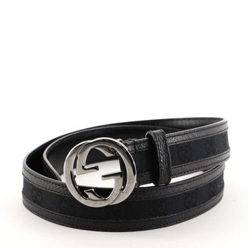 Gucci Interlocking G Belt GG Canvas with Leather Wide