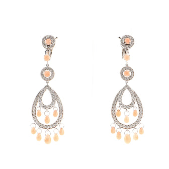 Boucheron Cinna Pampilles Chandelier Earrings 18K White Gold and Diamonds with Corals