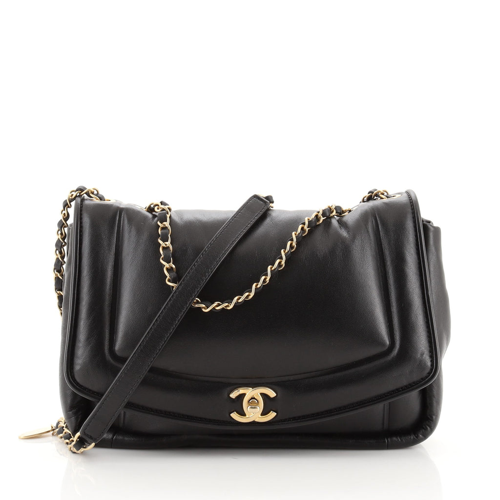 Chanel Vintage Puffy Flap Bag Lambskin Medium Black 724971