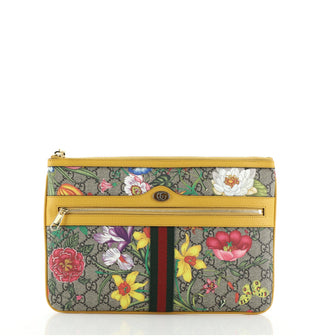 Gucci Ophidia Zip Pouch Flora GG Coated Canvas Large