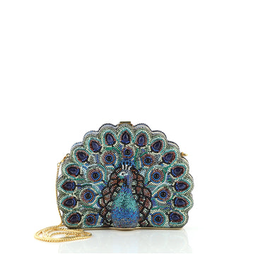 Judith Leiber Peacock Minaudiere Crystal