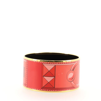 Hermes Bangle Bracelet Printed Enamel Extra Wide