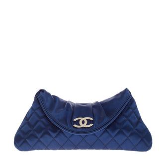Chanel CC Half Moon Quilted Satin Clutch