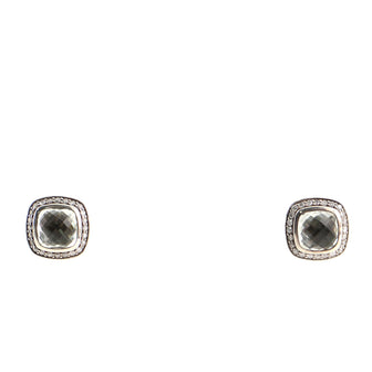 David Yurman Albion Stud Earrings Sterling Silver with Prasiolite and Diamonds 7mm