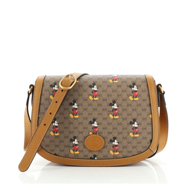 Gucci Disney Mickey Mouse Flap Shoulder Bag Printed Mini GG Coated Canvas Small