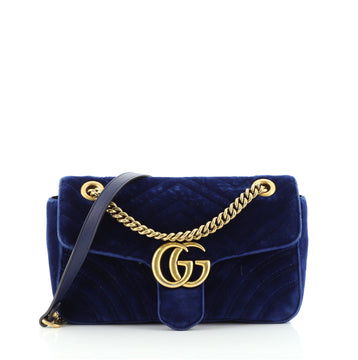 Gucci GG Marmont Flap Bag Matelasse Velvet Small