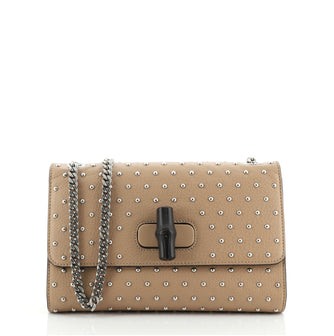Gucci Miss Bamboo Shoulder Bag Studded Leather Medium