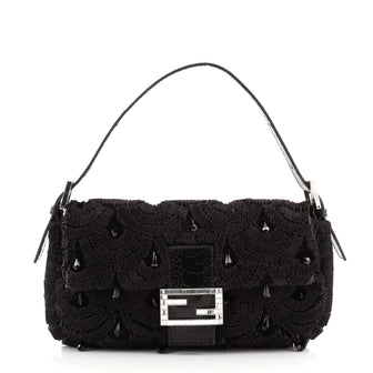 Fendi Baguette Crystal and Bead Embellished Lace