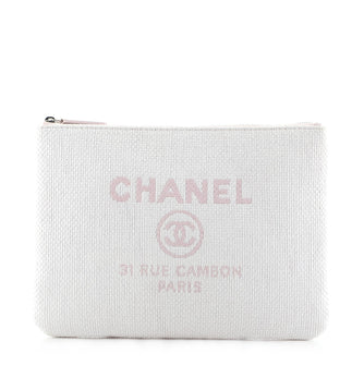 Chanel Deauville Pouch Raffia Medium
