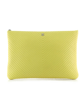 Chanel O Case Clutch Chevron Calfskin Large