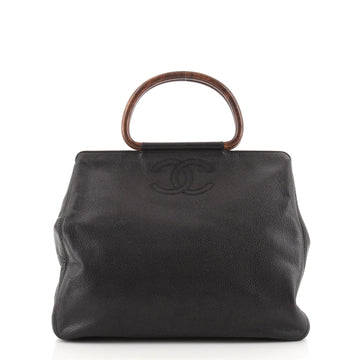 Chanel Vintage Wooden Ring Tote Caviar Medium