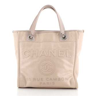Chanel North South Deauville Tote Glazed Calfskin Small