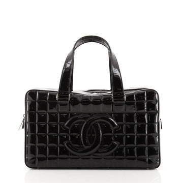 Chanel Chocolate Bar CC Bowler Bag Quilted Patent Large