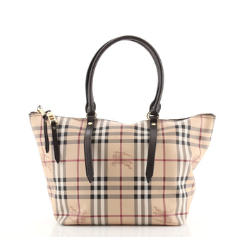 Burberry Salisbury Tote Haymarket Coated Canvas Small