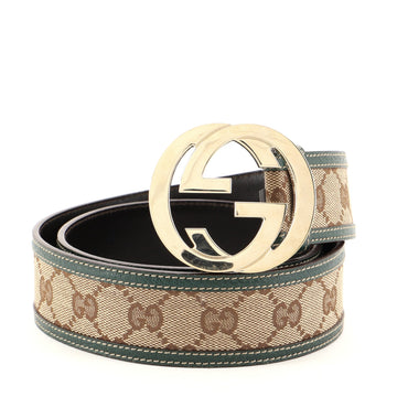 Gucci Interlocking G Belt GG Canvas with Leather Wide