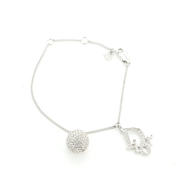 Christian Dior Vintage Logo Ball Charm Bracelet Metal and Crystals