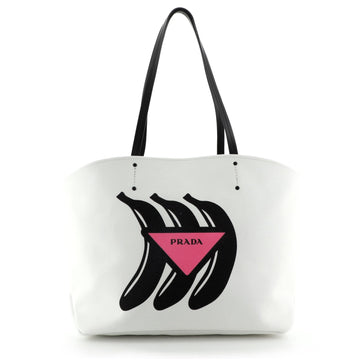 Prada Logo Tote Printed Canvas Large