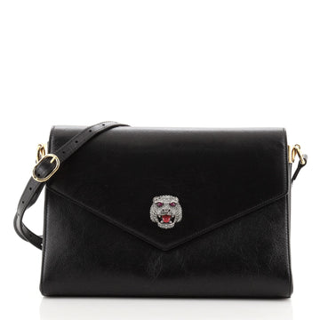 Gucci Crystal Animalier Shoulder Bag Leather Medium