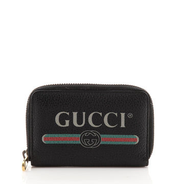 Gucci Logo Zip Card Case Printed Leather
