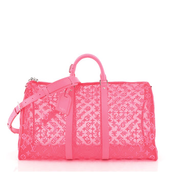 Louis Vuitton Keepall Bandouliere Monogram Mesh 50 Pink in Mesh/Leather  with Silver-tone - US