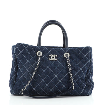 Chanel Coco Handle Shopping Tote Quilted Denim Large