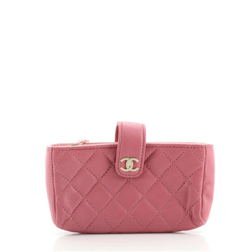 Chanel Phone Holder Clutch Quilted Lambskin