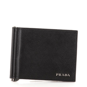 Prada Bifold Money Clip Wallet Saffiano Leather Compact