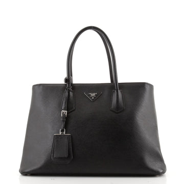 Prada Turnlock Cuir Twin Tote Saffiano Leather Medium