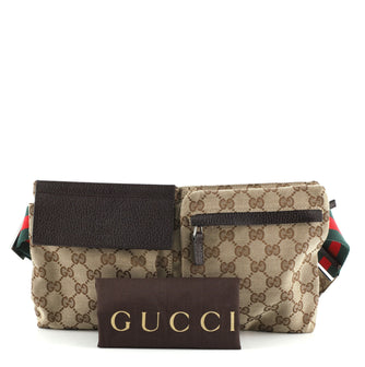 Gucci Vintage Double Belt Bag GG Canvas